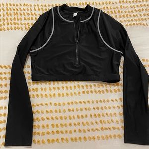 Primark Black Zipper Surf Swim Top